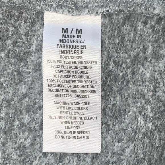 AEROPOSTALE➡️2/$9 3/$11⬅️Gray faux fur lined HOODIE (women’s M) Zip up front - Picture 8 of 8